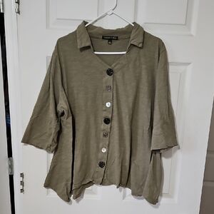 Women's Olive Button-Down Shirt